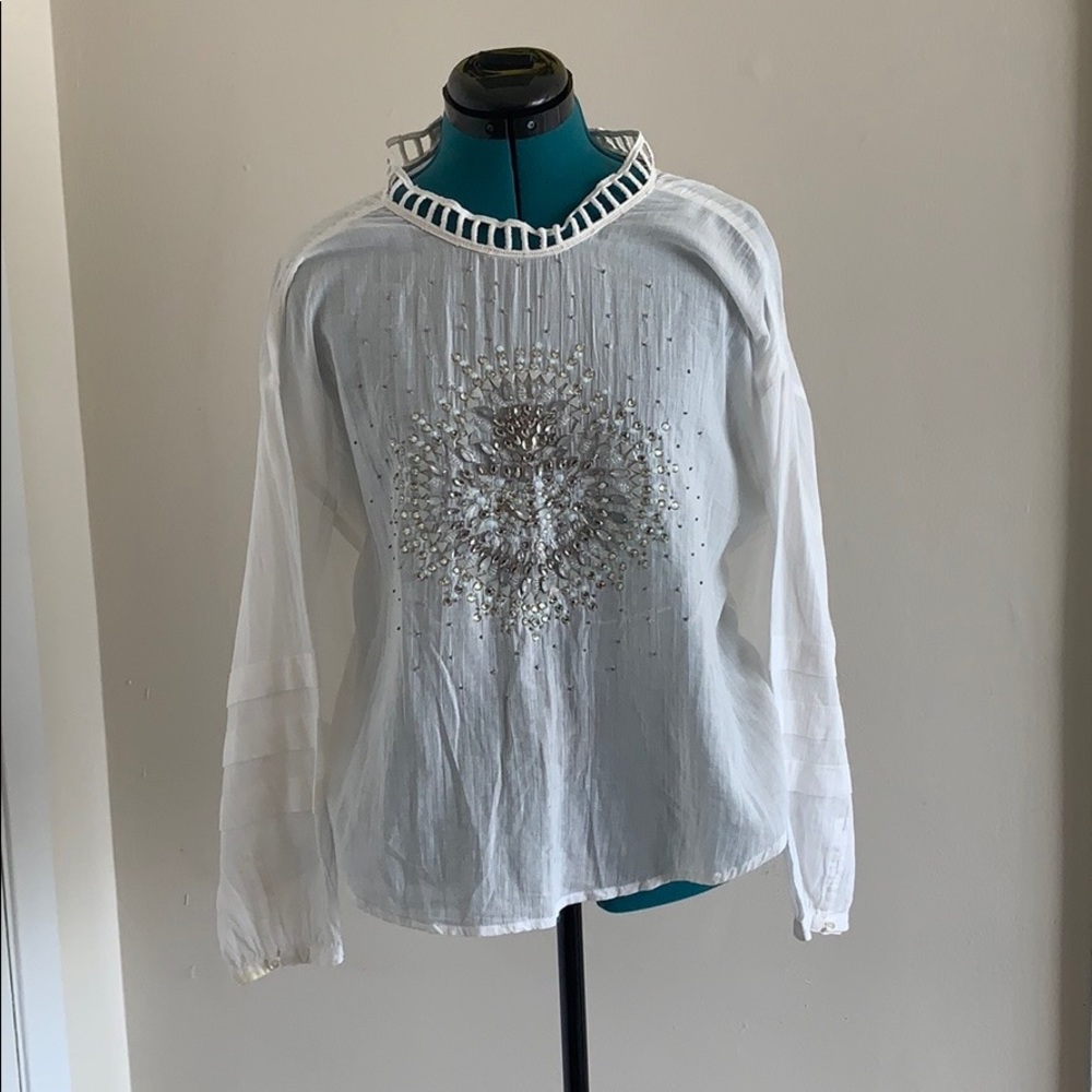 White batwing hand beaded top - Picture 7 of 9